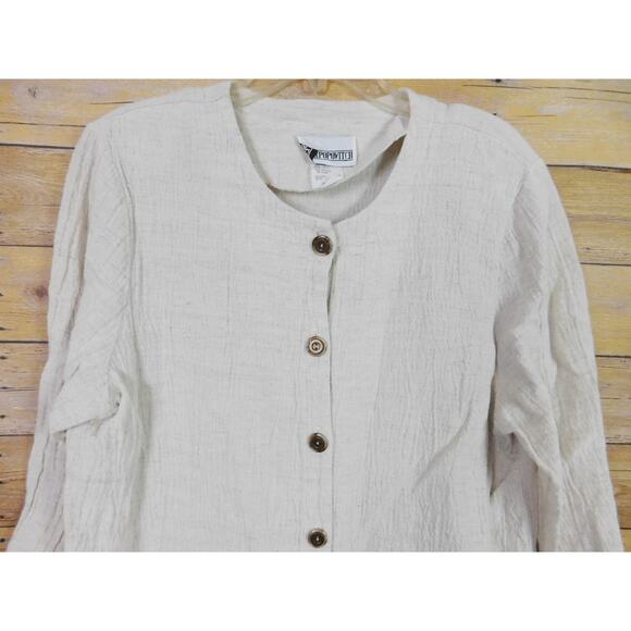 Vintage Shirt XL Khaki White Long Sleeve Front Pockets Peter Popovitch - Picture 2 of 9